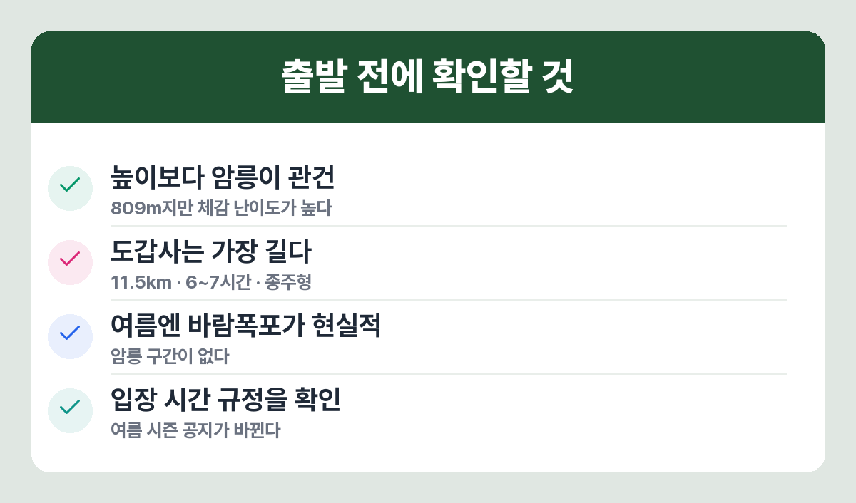 월출산 산행 주의사항