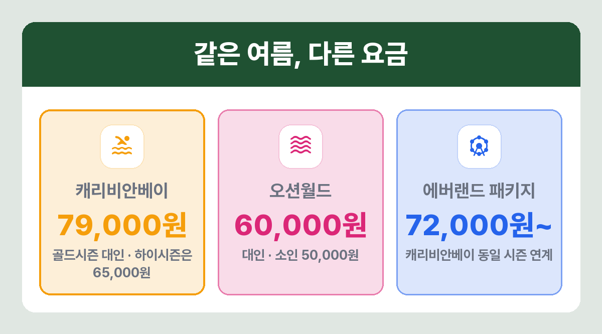 워터파크 대인 정가 비교