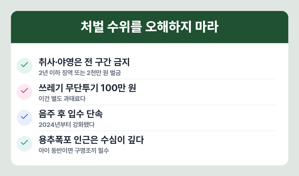 가평 계곡에서 처벌 대상이 되는 행위